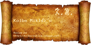 Kolbe Miklós névjegykártya